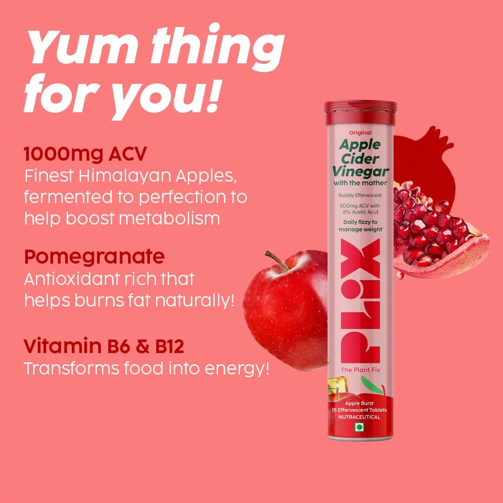 Apple Cider Vinegar 15 Effervescent Tablet with Vitamin B6 & B12 Pack of 4 E973