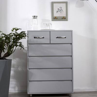 Gray Six Drawers Side Table B1211