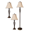 Brass Floor and Table Lamp Set A7309