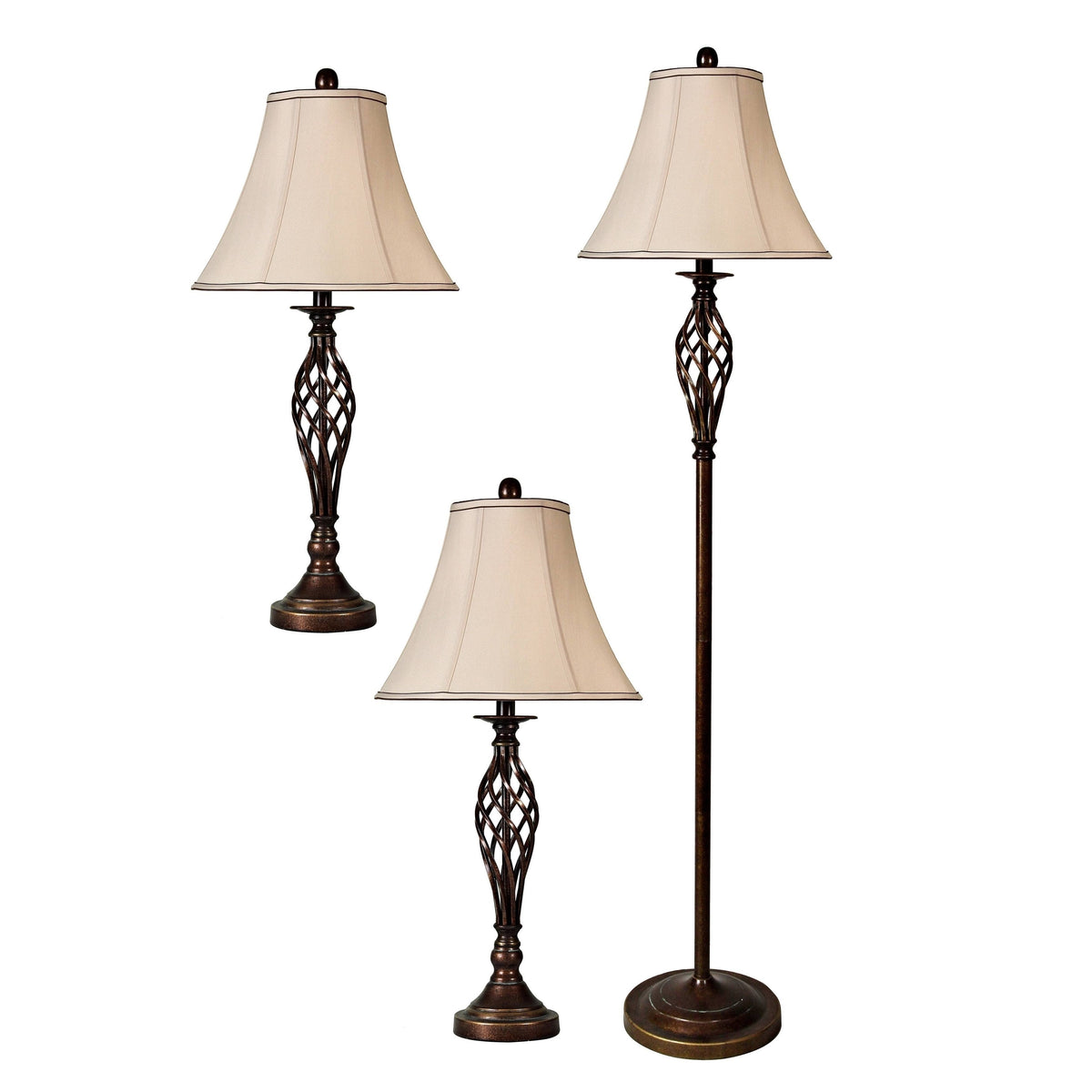 Brass Floor and Table Lamp Set A7309