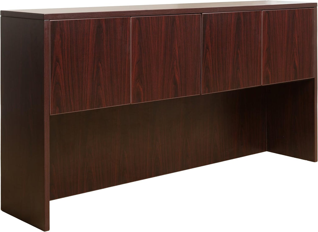 Mahogany U-Shape Desk with Pedestal File Storage and Hutch J3174