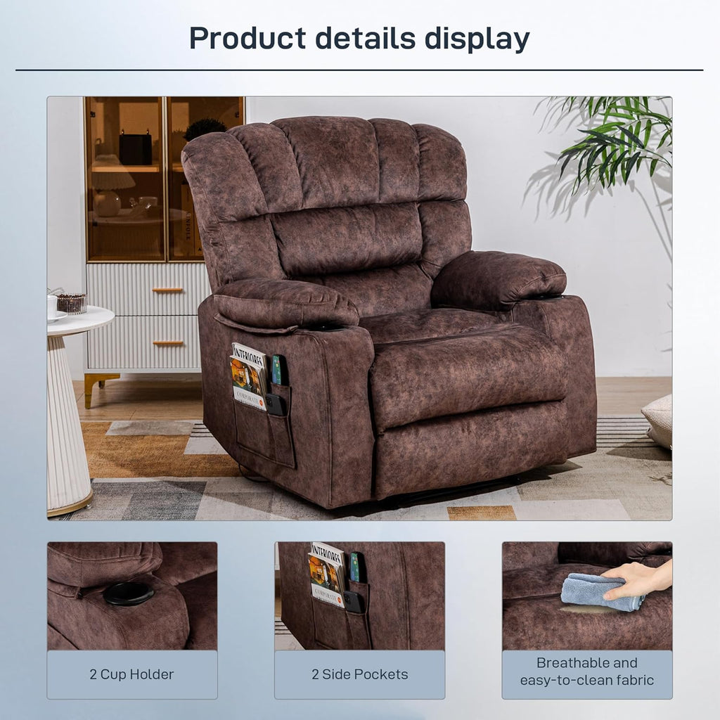 Brown Recliner Chair with Cup Holders M2745