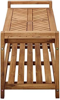 Brown Acacia Wood Patio Storage Bench S1840