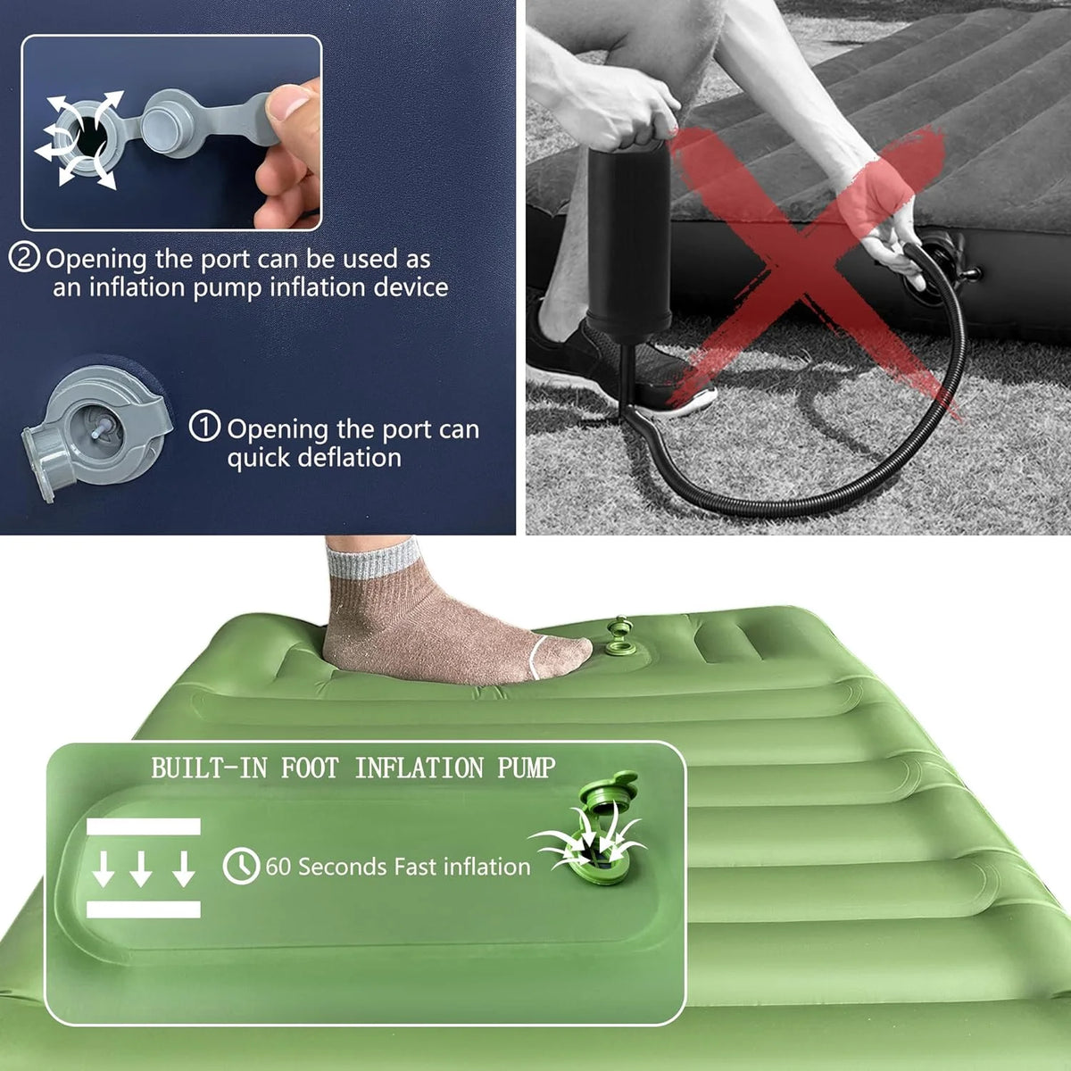 Army Green Camping Cot with Support Air Bed V54421