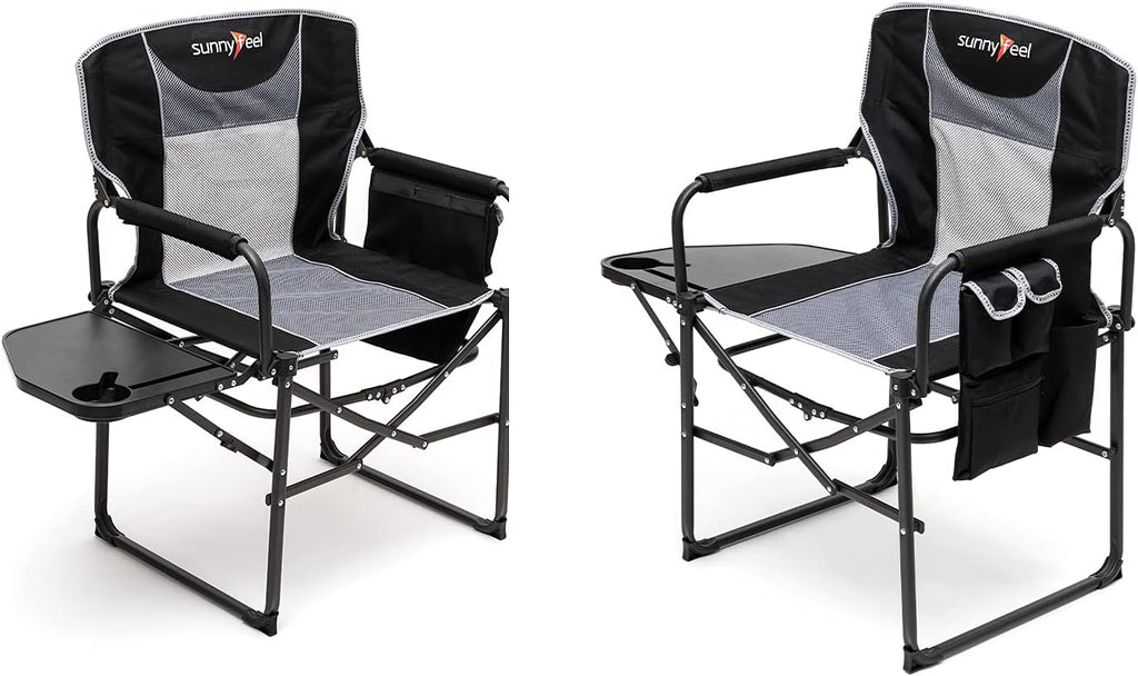 Heavy Duty Oversized Portable Folding Chair with Side Table W82821