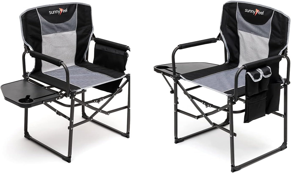 Heavy Duty Oversized Portable Folding Chair with Side Table W82821