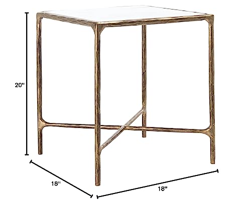 Brass Metal Tempered Glass Top Square End Table U26973