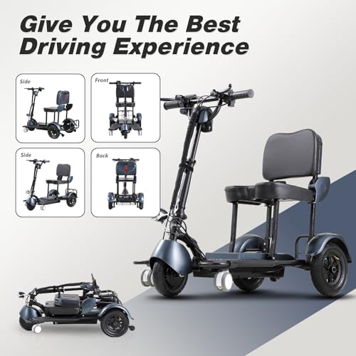 Blue 3-Wheel Folding Mobility Scooter Q18026