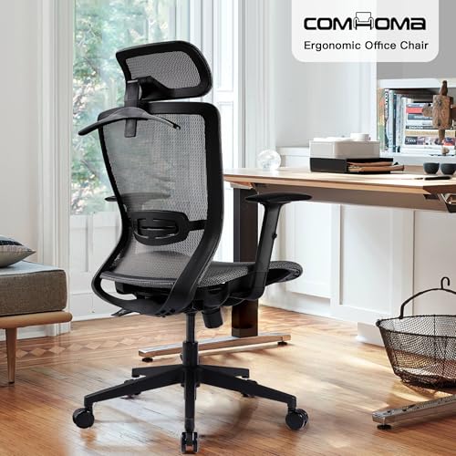 Black Ergonomic Mesh Gaming Chair with Headrest O660638