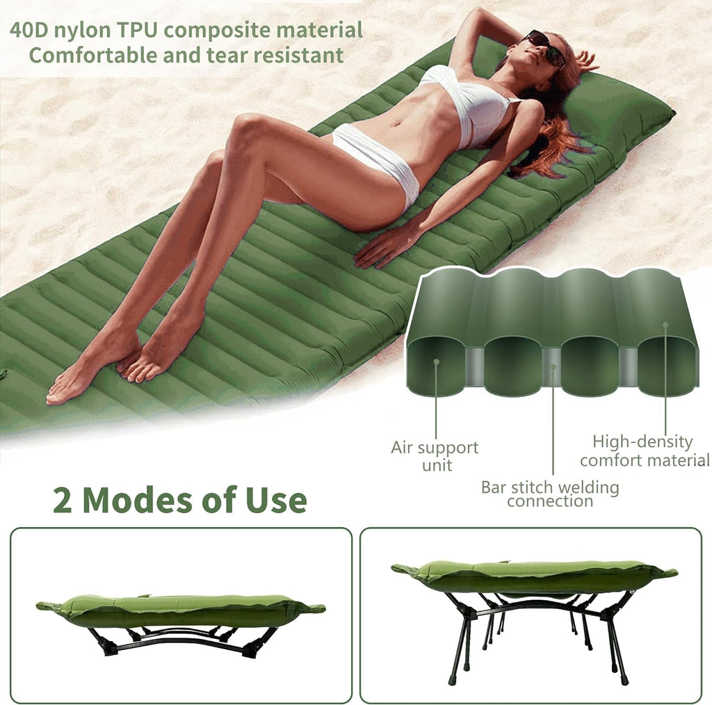 Army Green Camping Cot with Support Air Bed V54421