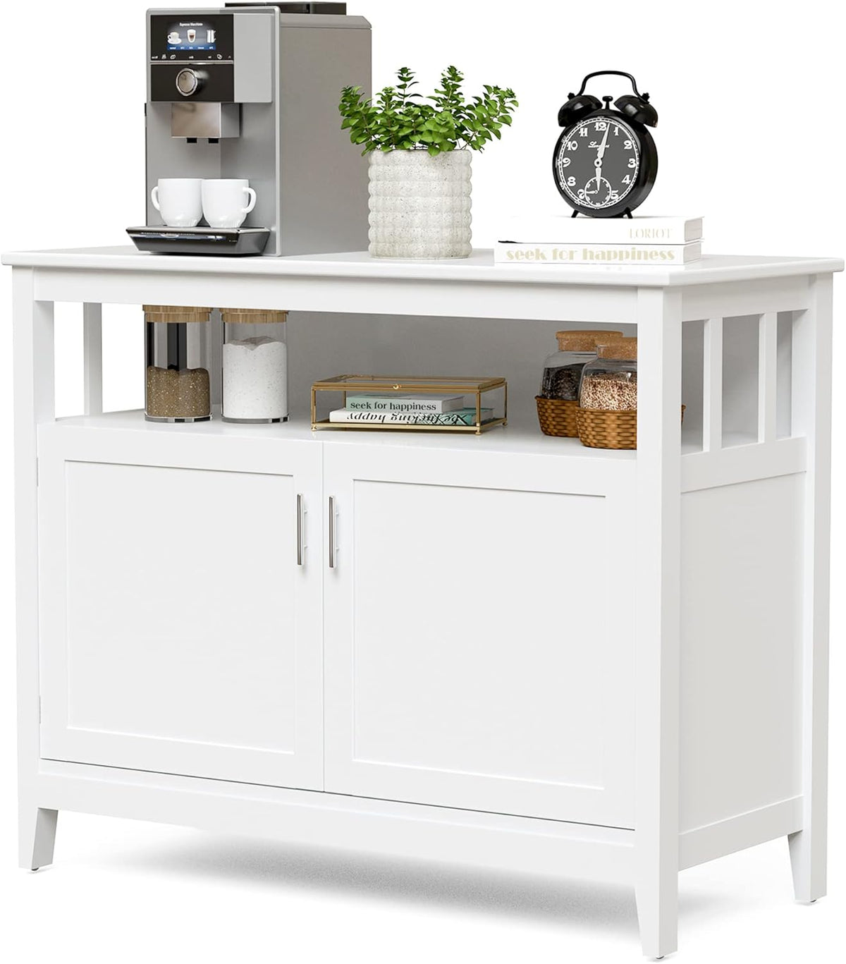 Black Freestanding Buffet Cabinet with Adjustable Shelf D286