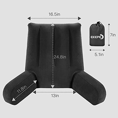 Grey Inflatable Reading Backrest Pillow with Arm Support H1153