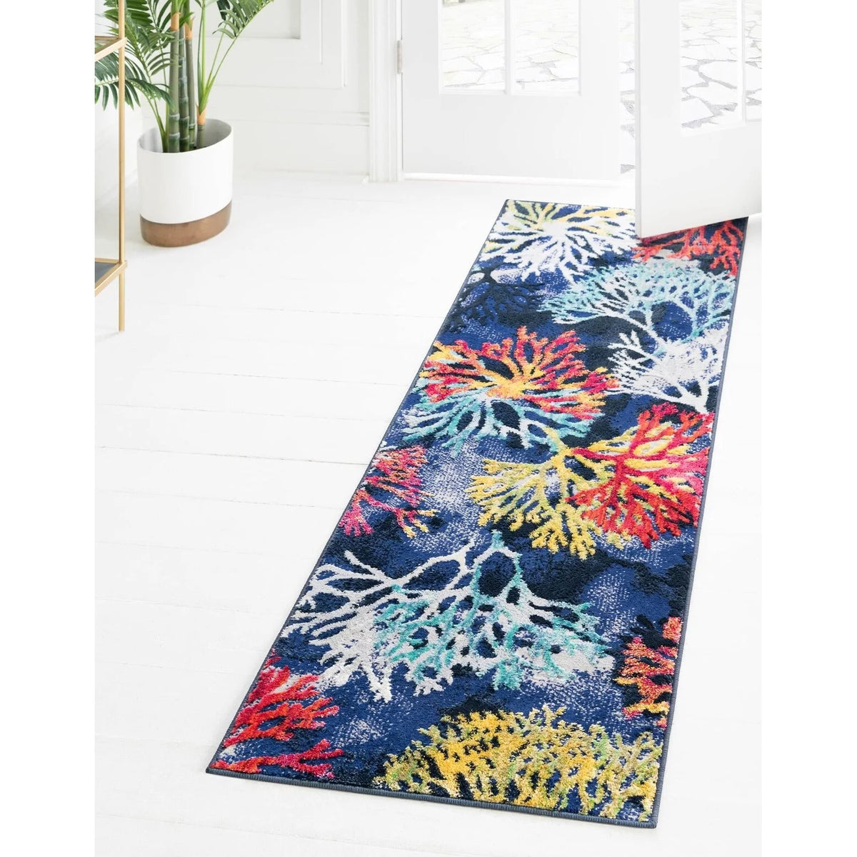 Country & Floral Area Rug 2'x8' Multi-Blue G575586