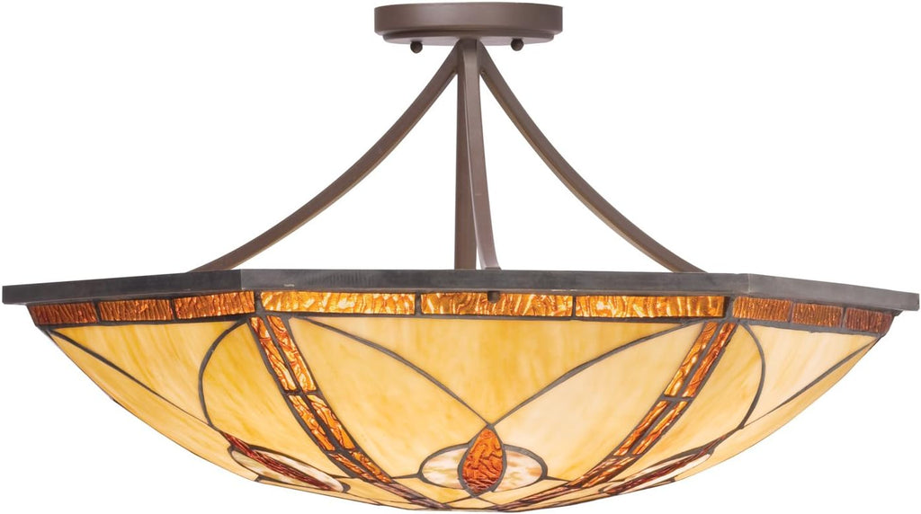 4-Light Cat's Eye Art Glass Convertible Pendant/Semi-Flush Ceiling Light M976