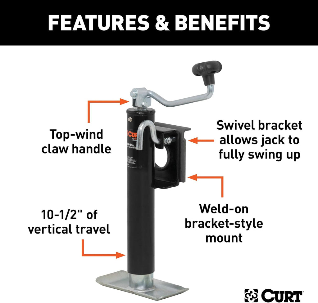 Swivel Trailer Jack, 2,000 lbs., 10-1/2 Inches Vertical Travel, Pack of 2 J906757