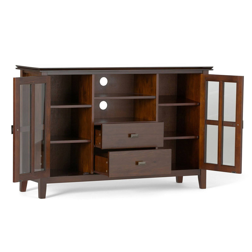 Solid Wood TV Media Stand in Russet Brown B796