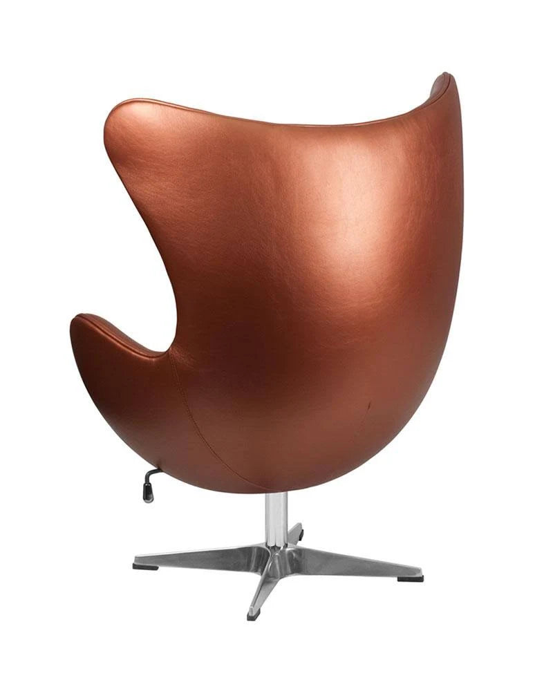 Gold Leather Egg Chair with Tilt-Lock Mechanism O170312
