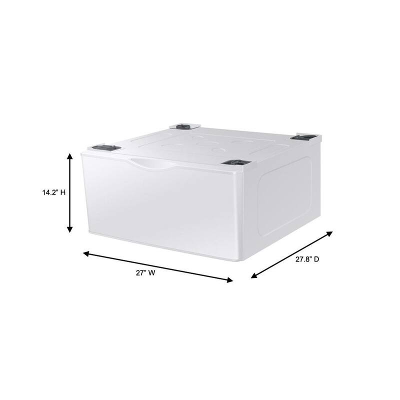 White Laundry Pedestal with Storage Drawer D16889