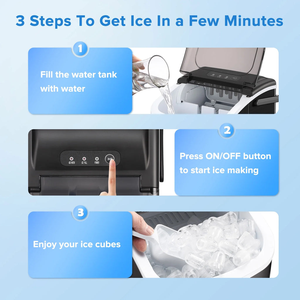 Portable Countertop Ice Maker 26lbs/24H Stainless Steel Black X71648
