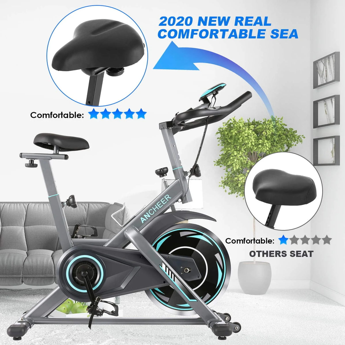 Indoor Exercise Bike with LCD Monitor and 330 lbs Weight Capacity Z34192