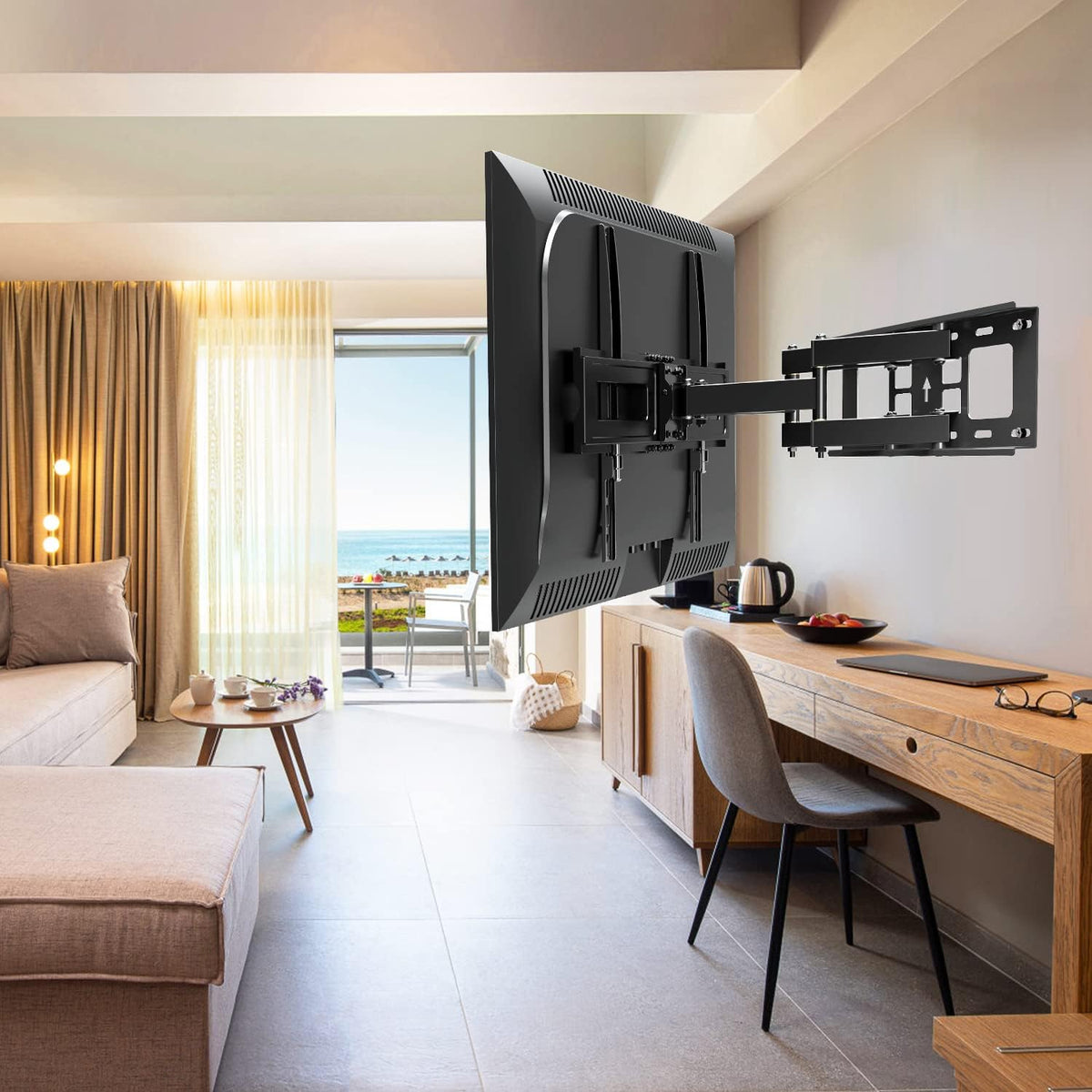 TV Wall Mount for 37-75 Inch Flat Screen TVs, Swivel and Tilt Full Motion, Max VESA 600x400mm, 99 lbs, Pack of 2 L928195