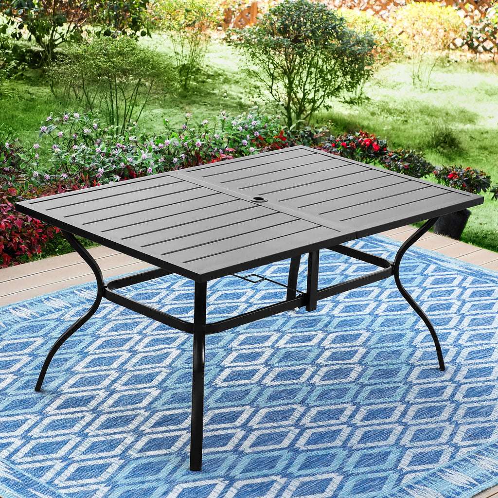 7-Piece Outdoor Patio Dining Set with 6 Rocking Chairs and 1 Metal Table V288