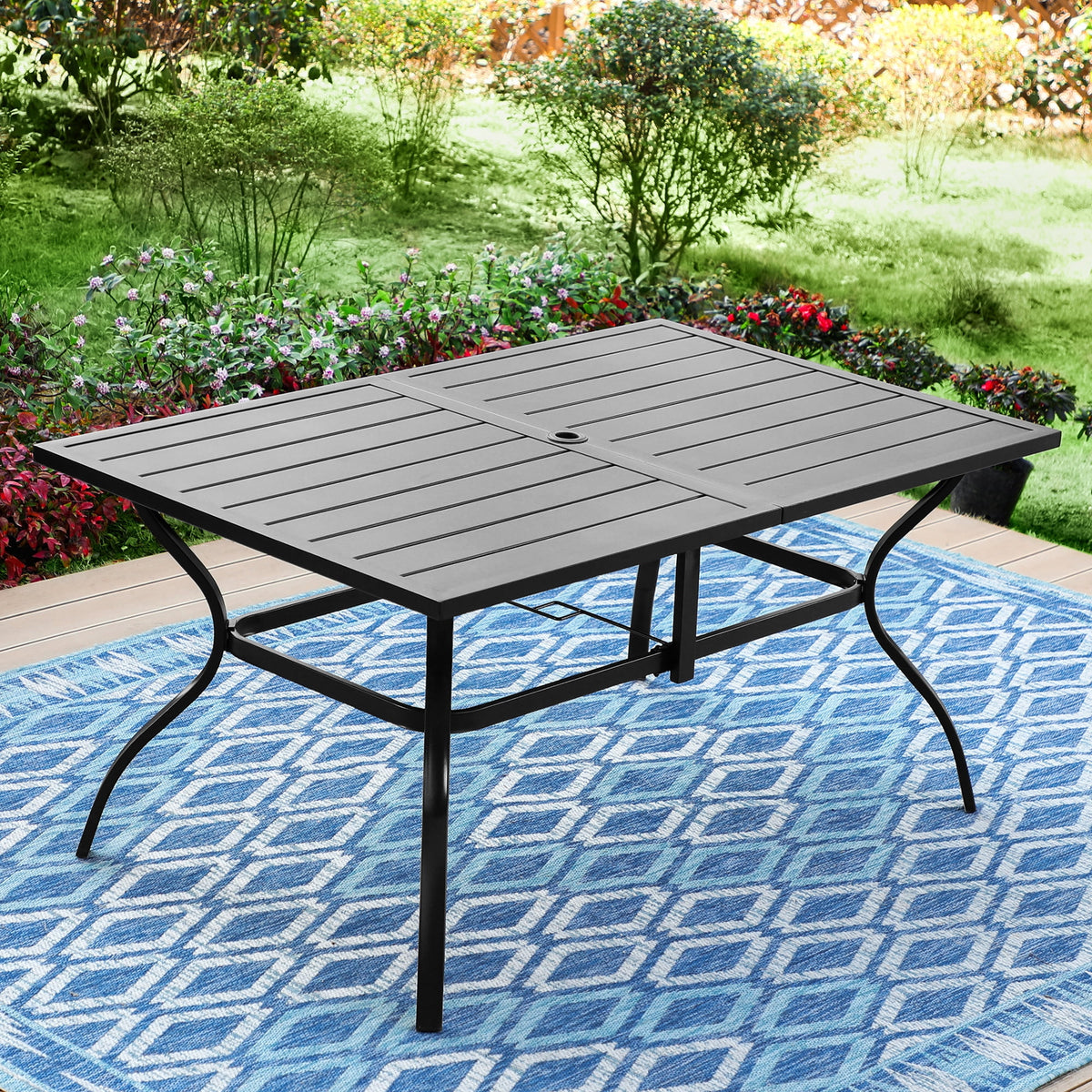 7-Piece Outdoor Patio Dining Set with 6 Rocking Chairs and 1 Metal Table V288