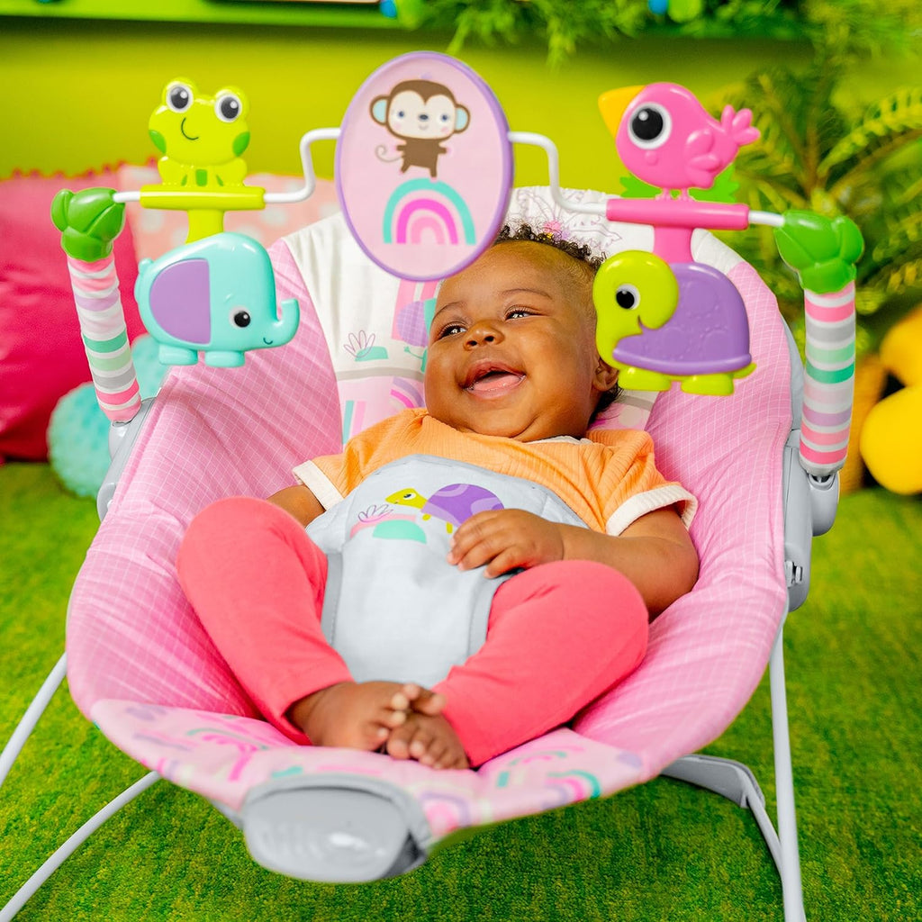 Pink Portable Baby Bouncer with Toy Bar, Max Weight 20 lbs. S522021