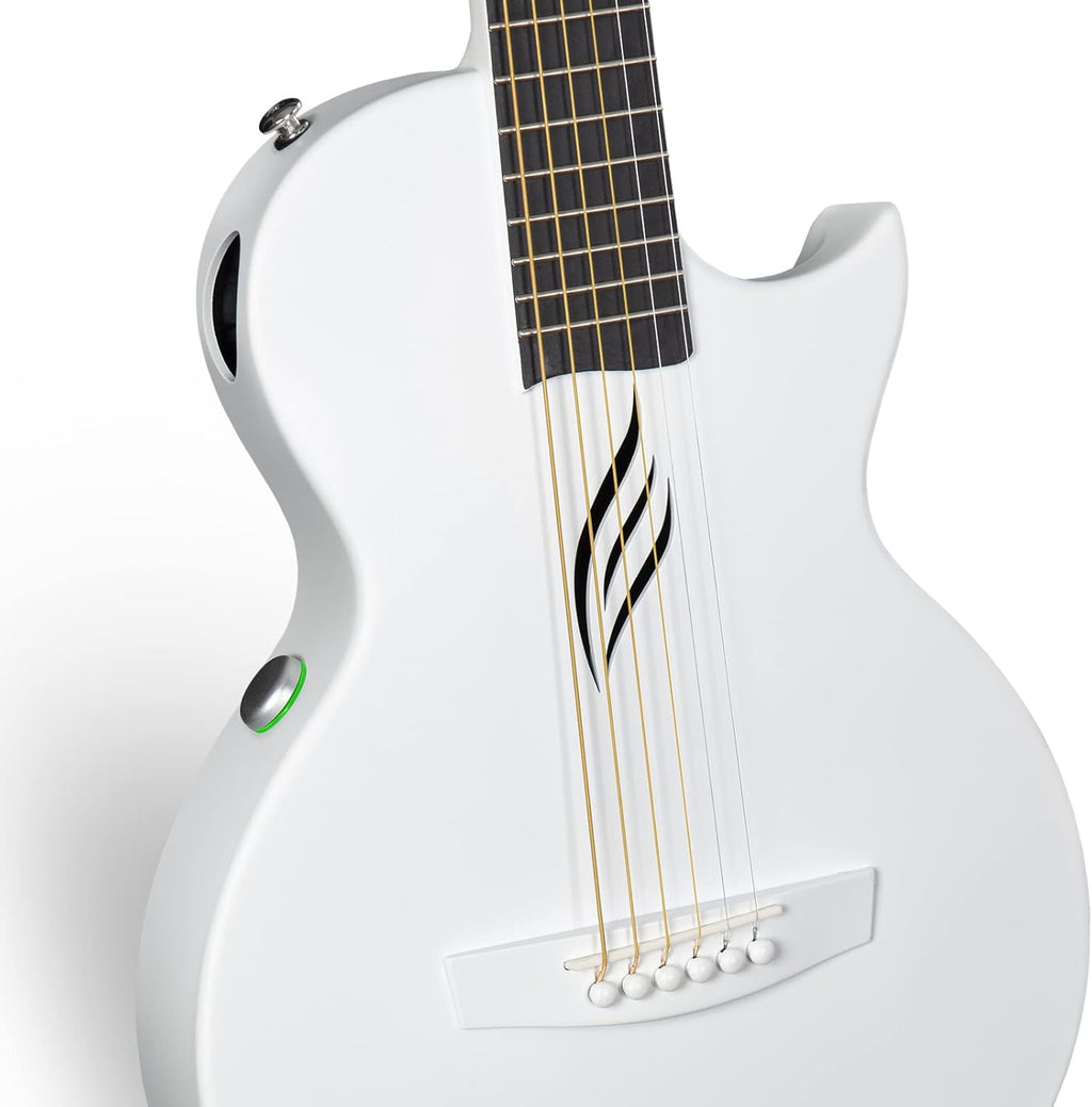 Carbon Fiber Acoustic Electric Guitar 35 Inch Starter Bundle Kit (White) T714