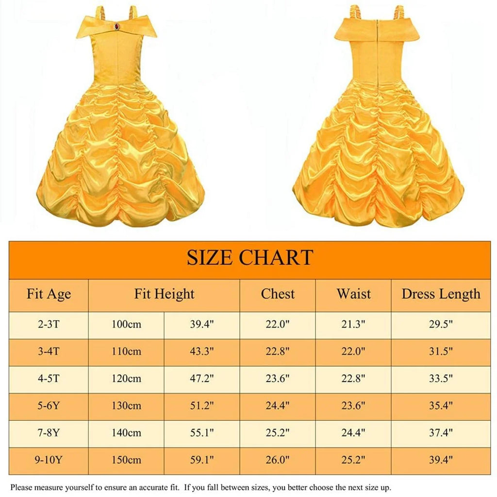 Princess Costume for Girls off Shoulder Dress with Accessories Yellow 2-3 Years L6759