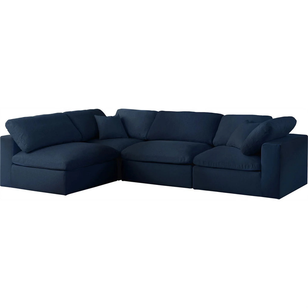 Navy Linen Fabric Modular Sectional D6188