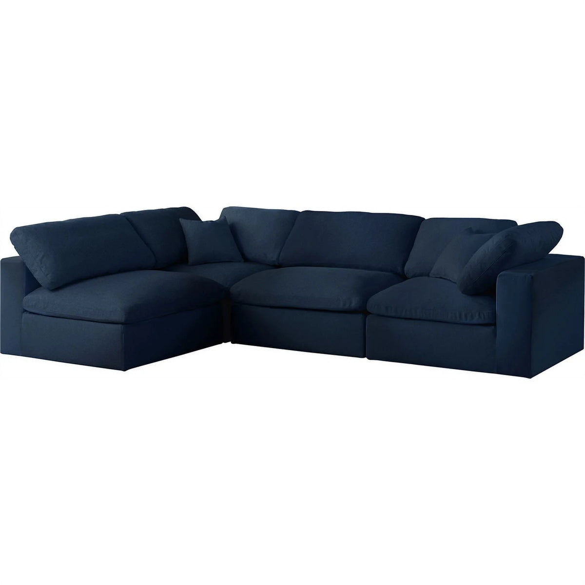 Navy Linen Fabric Modular Sectional D6188