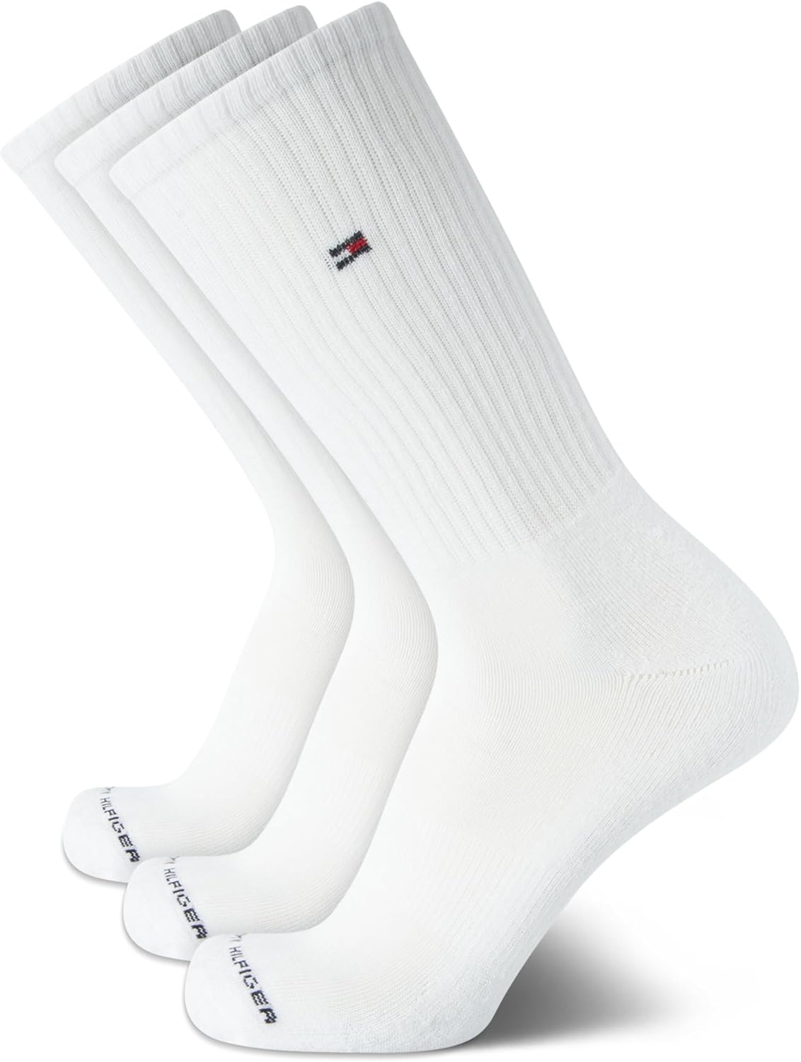 Mens Athletic Cushion Crew Socks (3 Pack), Size 7-12, White L7435