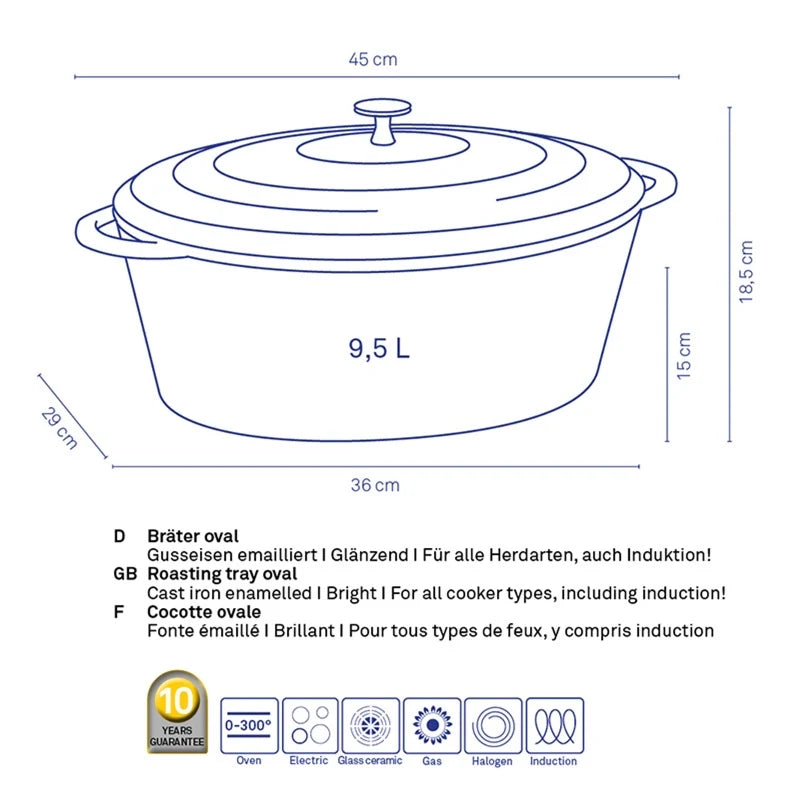 Roasting Tray Oval Red 9.3L Z63341