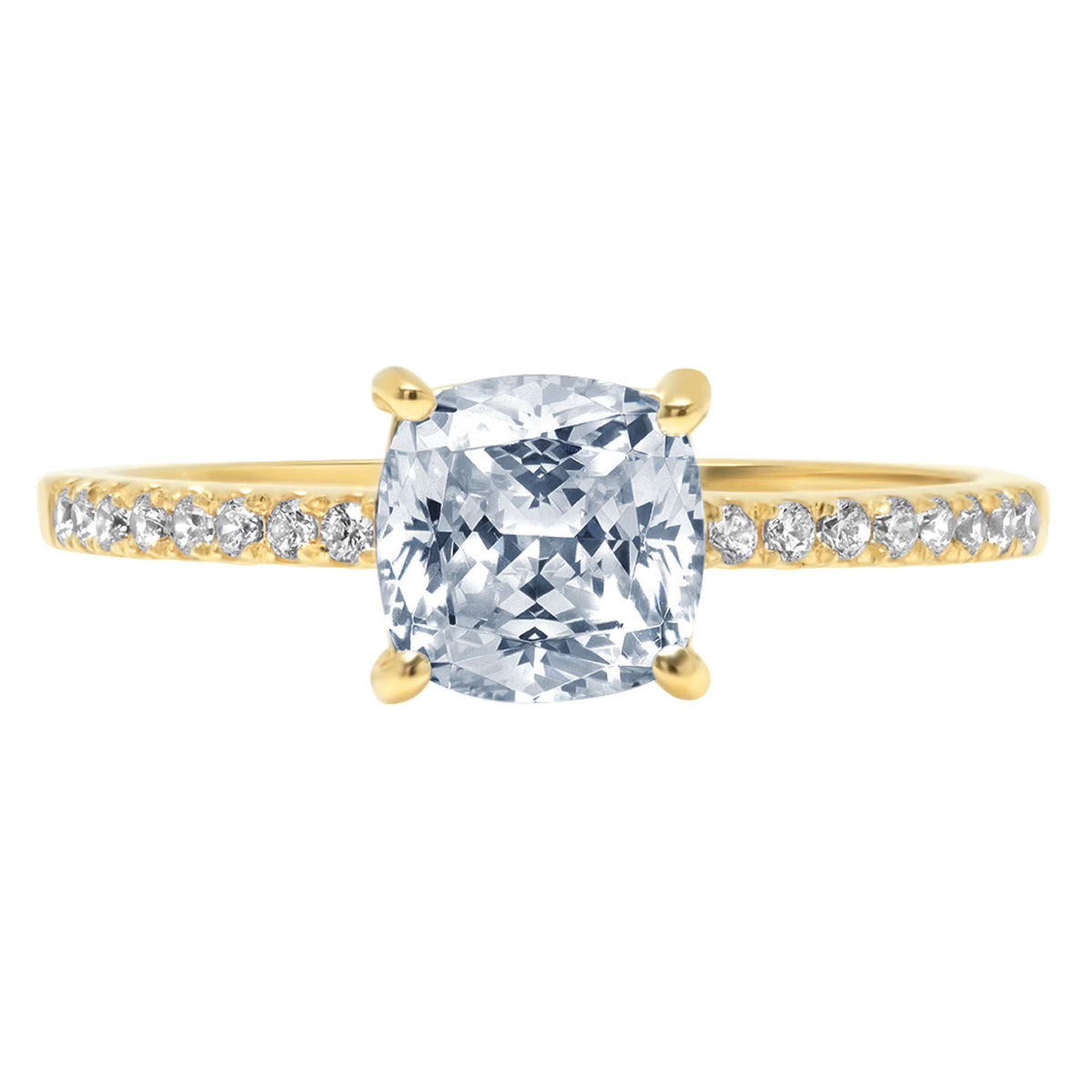 Cushion Cut Blue Natural Aquamarine 18k Yellow Gold Ring Size 3.75 W6471