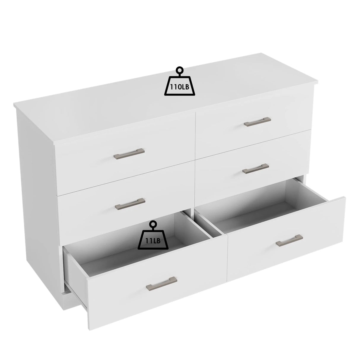 White 6 Drawer Wood Dresser M507