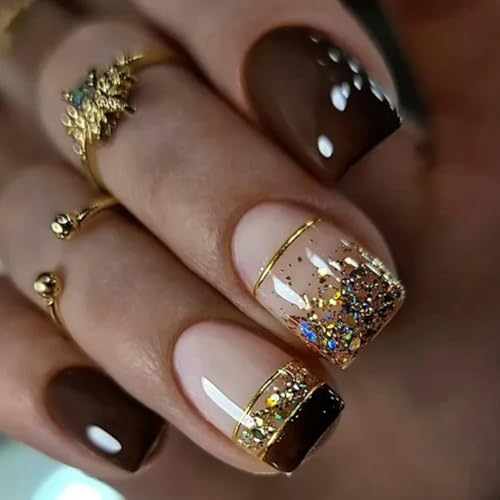 Short Square Press on Nails Set with Stickers B286418