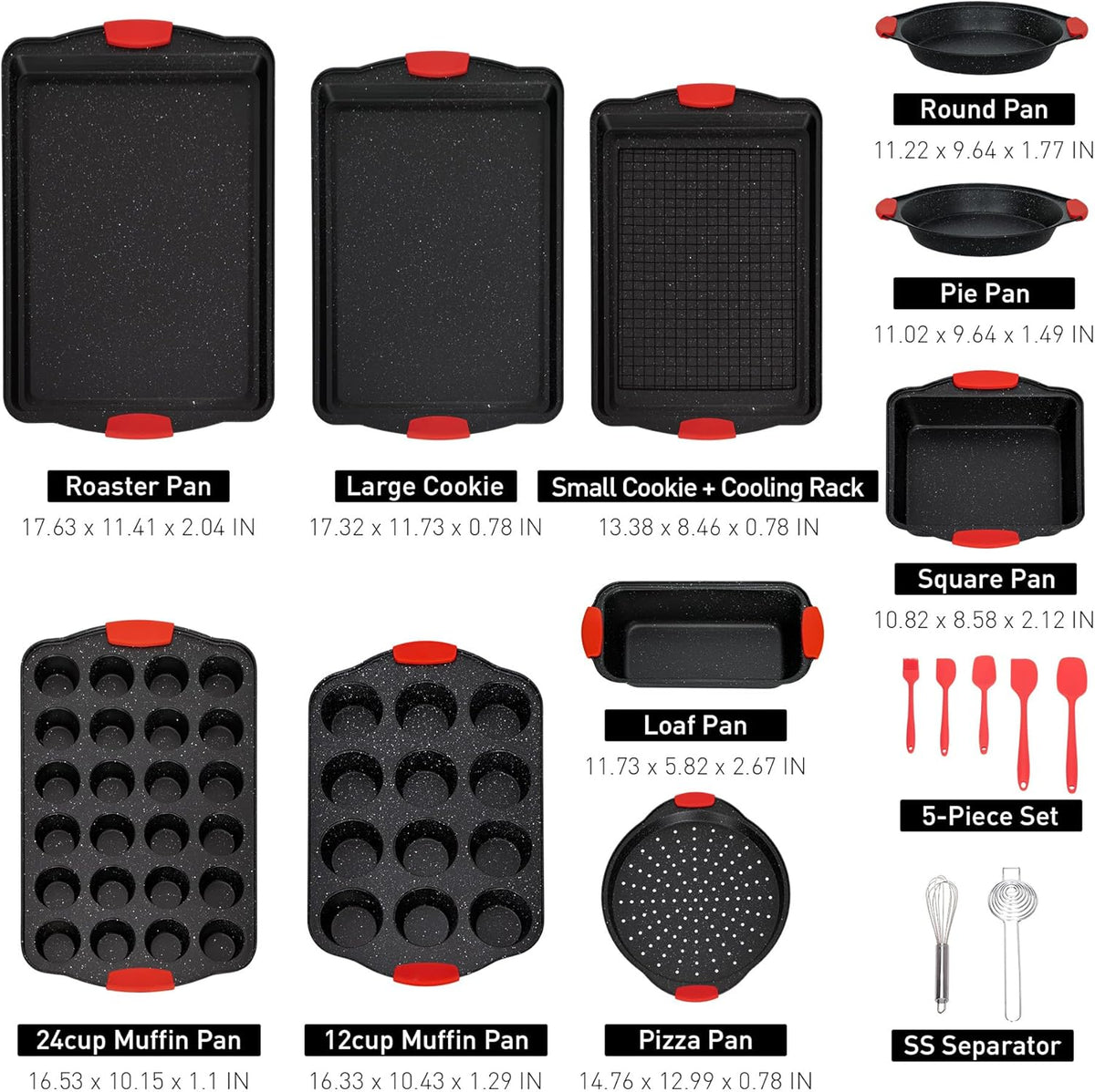 18-Piece Nonstick Carbon Steel Black Baking Pans Set Q141946
