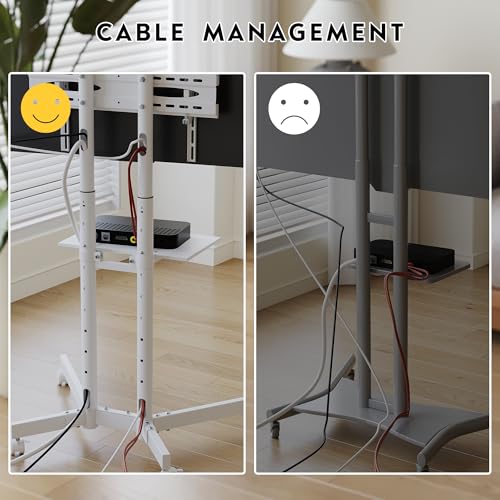 Black Mobile TV Stand for 32 to 85 inch Screens up to 121 lbs B7496