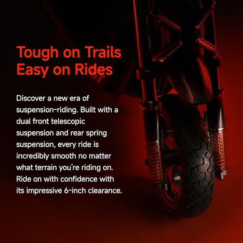Electric Scooter, 24.9 MPH, 43.5-Mile Range, Dual Suspension, 1600W Peak Motor, Off-Road Scooter W161