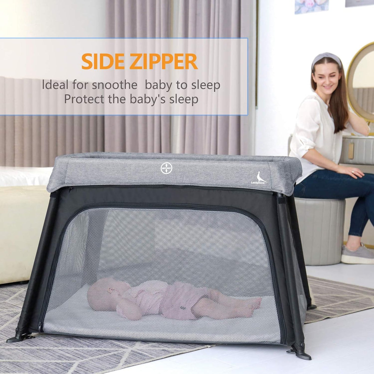 Portable Foldable Travel Crib with Carry Bag R1565
