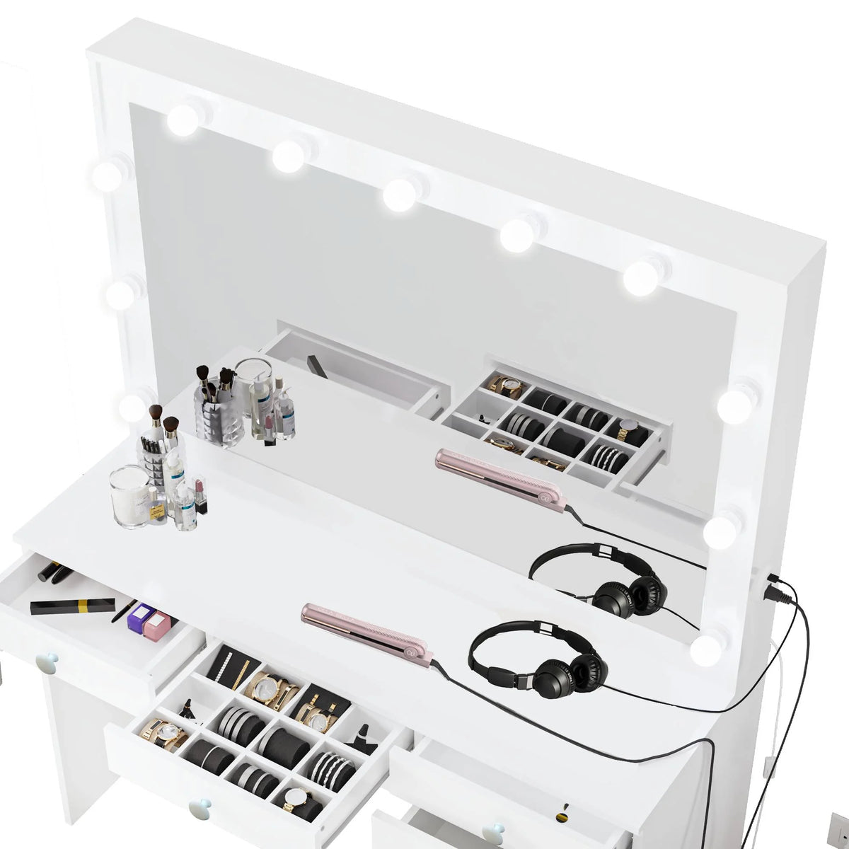 Modern Lighted Vanity Set with Mirror V610530
