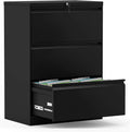 White Metal Steel 3 Drawer Lateral File Cabinet with Lock B55513