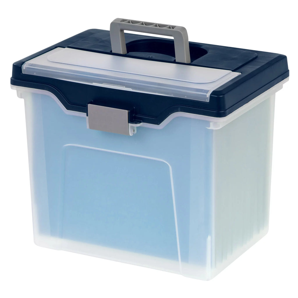 Large Mobile File Box Letter Size Clear Blue W9722