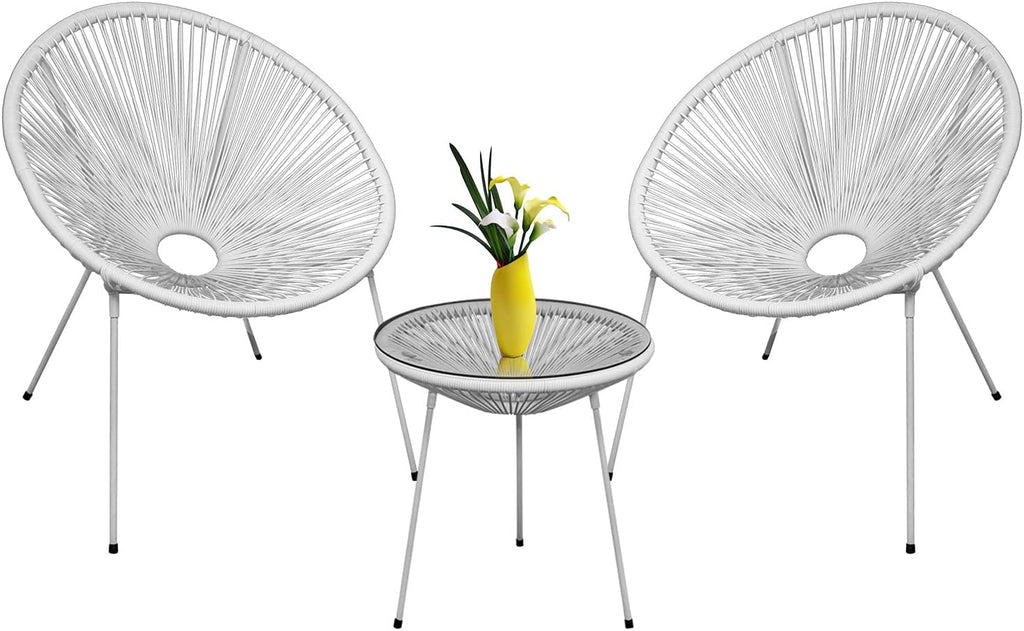 3-Piece Outdoor Acapulco Chair Set with Glass Top Table S41668