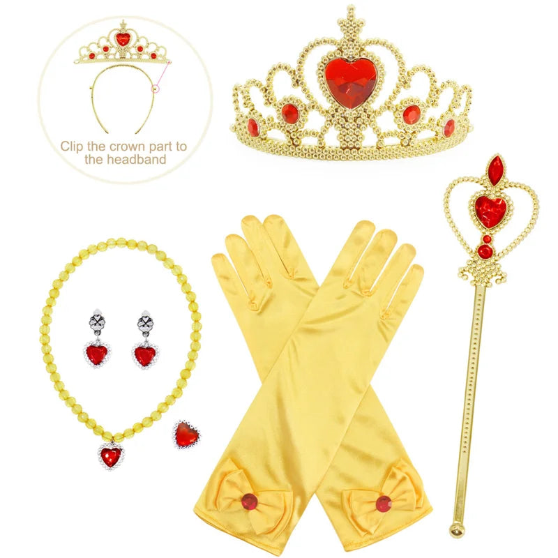 Princess Costume for Girls off Shoulder Dress with Accessories Yellow 2-3 Years L6759