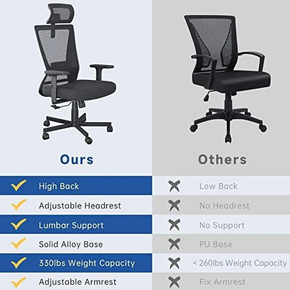 Black Ergonomic Mesh Office Chair with Lumbar Support Y279