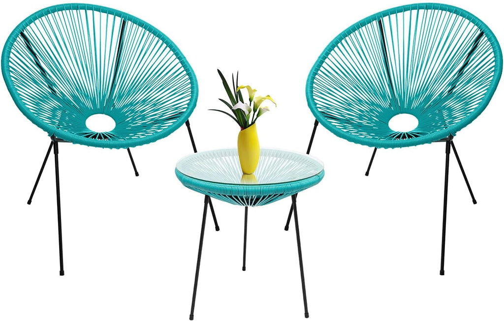 3-Piece Outdoor Acapulco Chair Set with Glass Top Table S41668