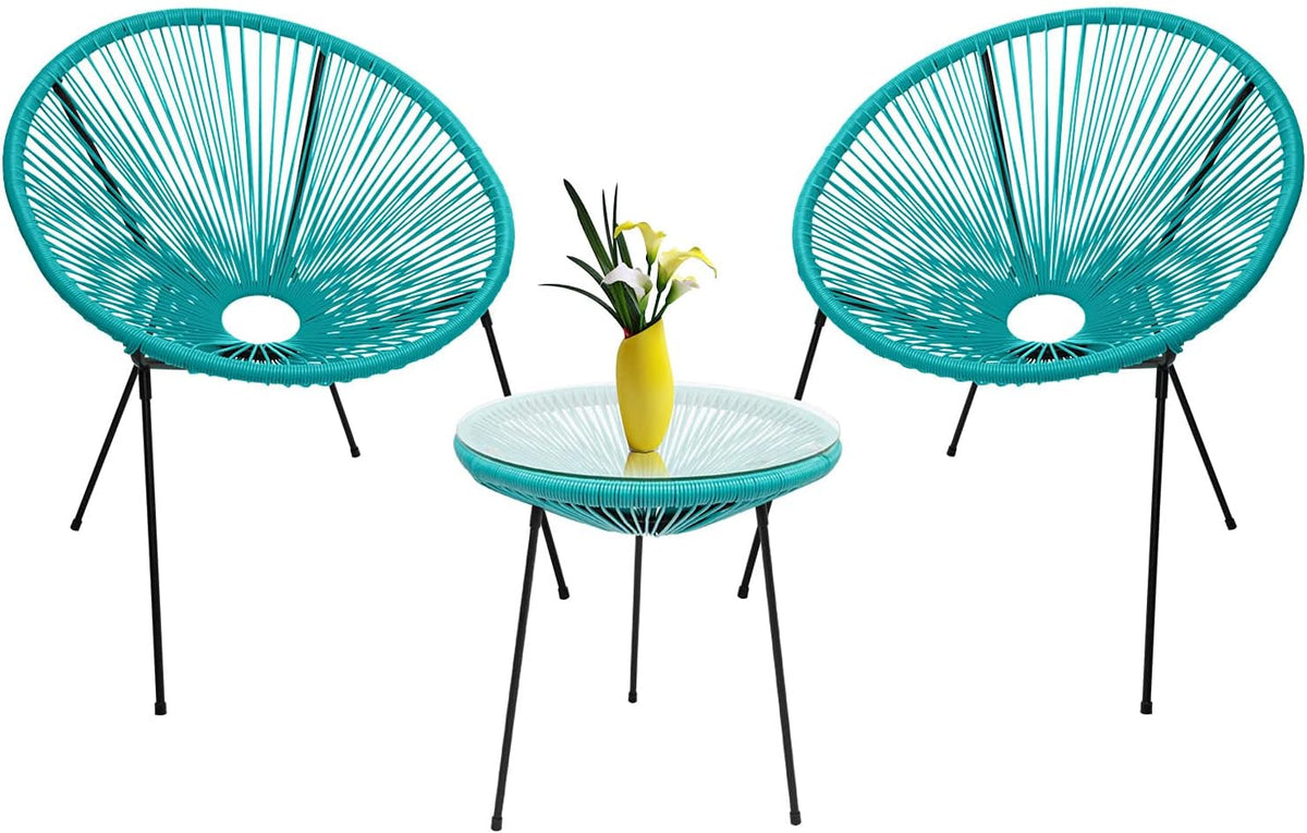 3-Piece Outdoor Acapulco Chair Set with Glass Top Table S41668
