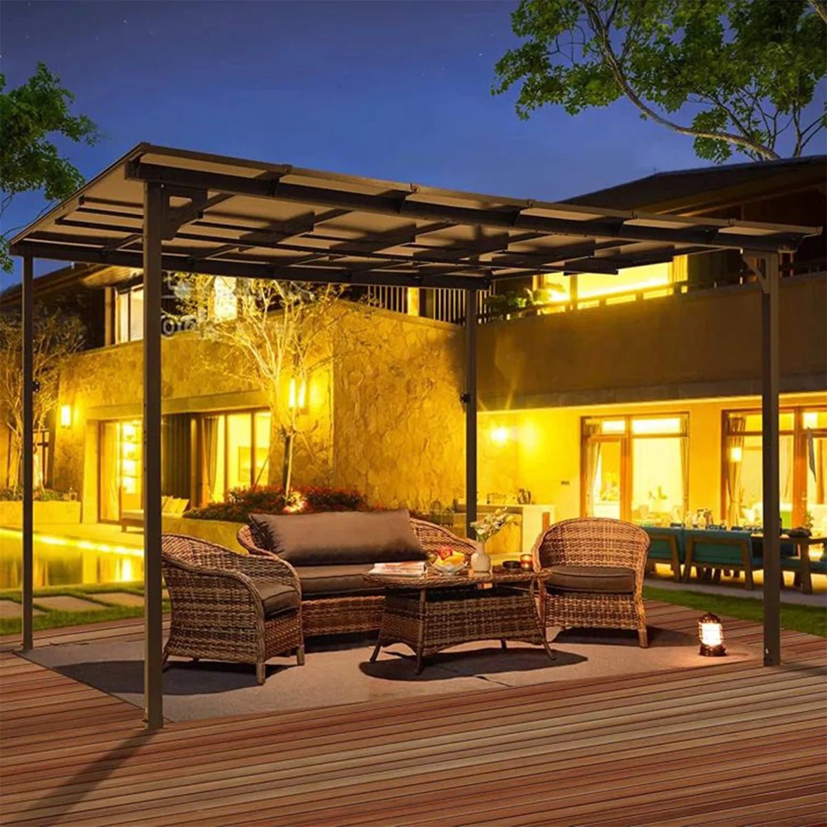 Aluminum Pergola with Canopy 10 Ft. W x 10 Ft. D R8310